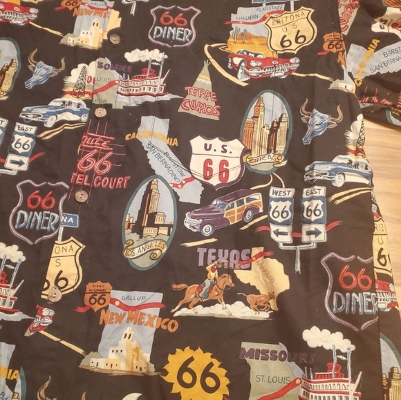 Men’s Route 66 Print Short Sleeve Western Shirt in Black Size Medium - Picture 6 of 6